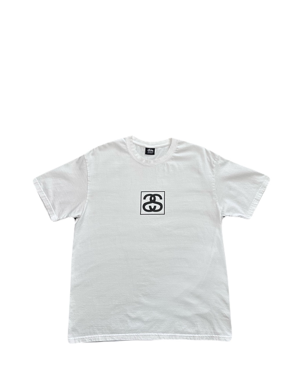 Stussy Embroidered Squared Crew Neck T-Shirt Mens Size Large White